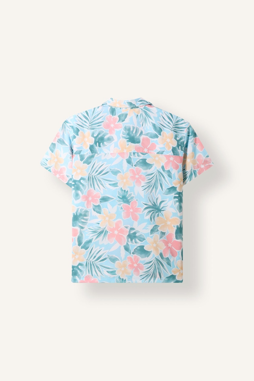 Boys & Teens Light Blue Boy Oversize Polo Neck Patterned Cotton Shirt