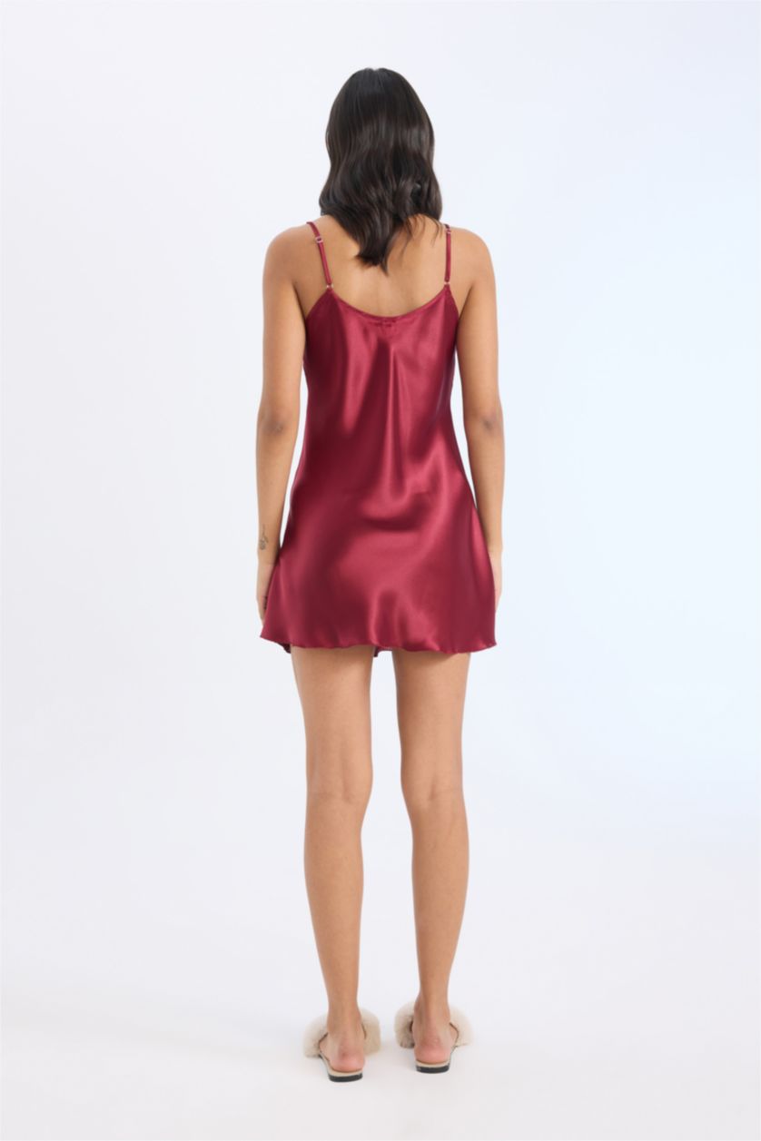WOMAN Bordeaux Satin Woven Dress