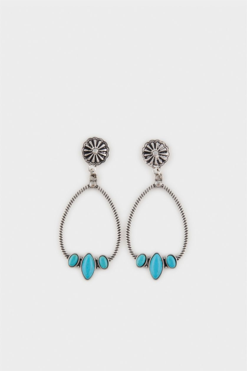 Женщины Разноцветный Серебряные серьги для женщин с голубыми камнями и эффектом состаривания