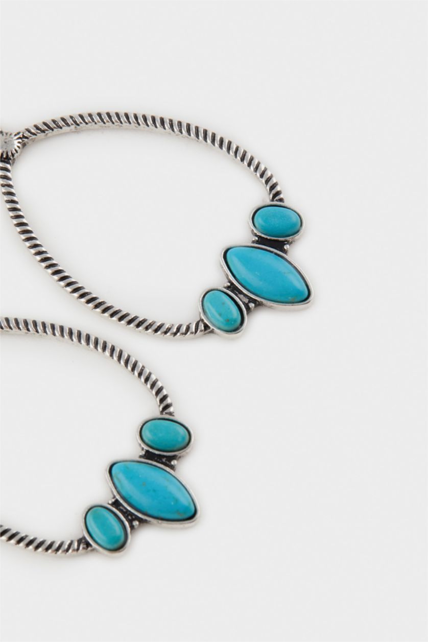 Женщины Разноцветный Серебряные серьги для женщин с голубыми камнями и эффектом состаривания