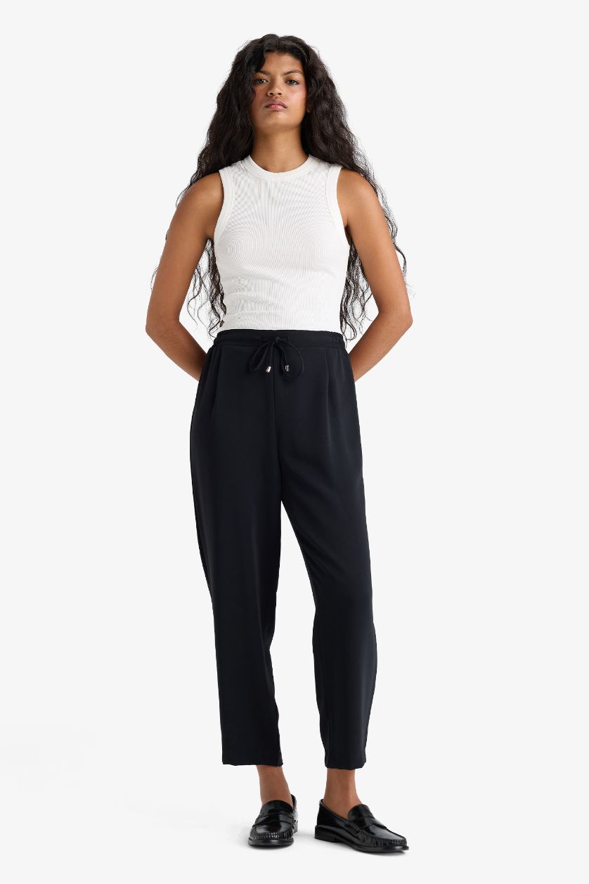 WOMAN Black Carrot Fit High Waist Straight Leg Trousers