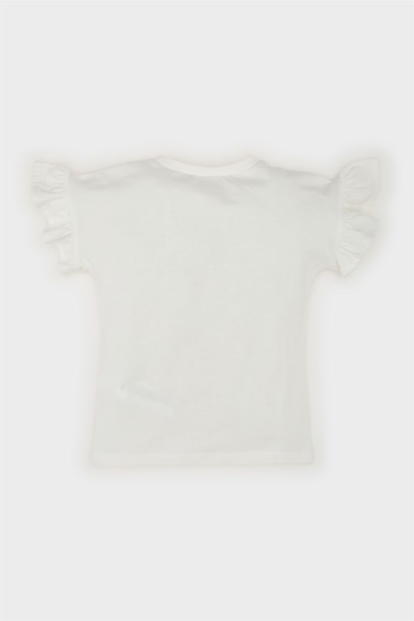 BABY GIRL White Baby Girl Regular Fit Bicycle Collar Girl Printed T-Shirt