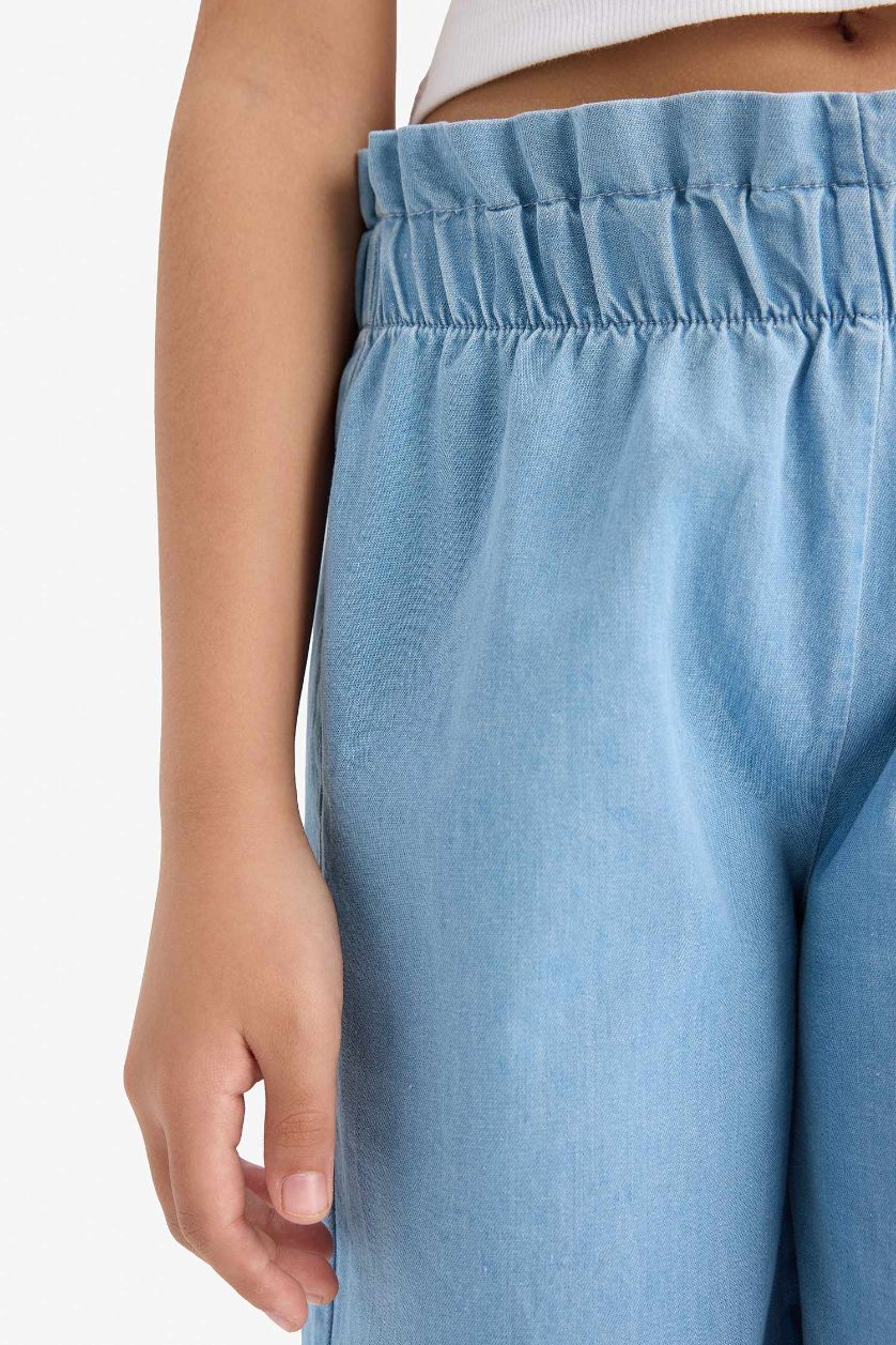 Kız Çocuk - Genç Kız Açık Mavi Wide Leg Jean Pantolon Kız Çocuk