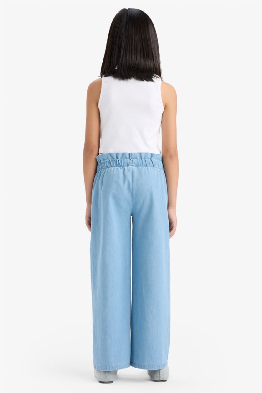 Kız Çocuk - Genç Kız Açık Mavi Wide Leg Jean Pantolon Kız Çocuk