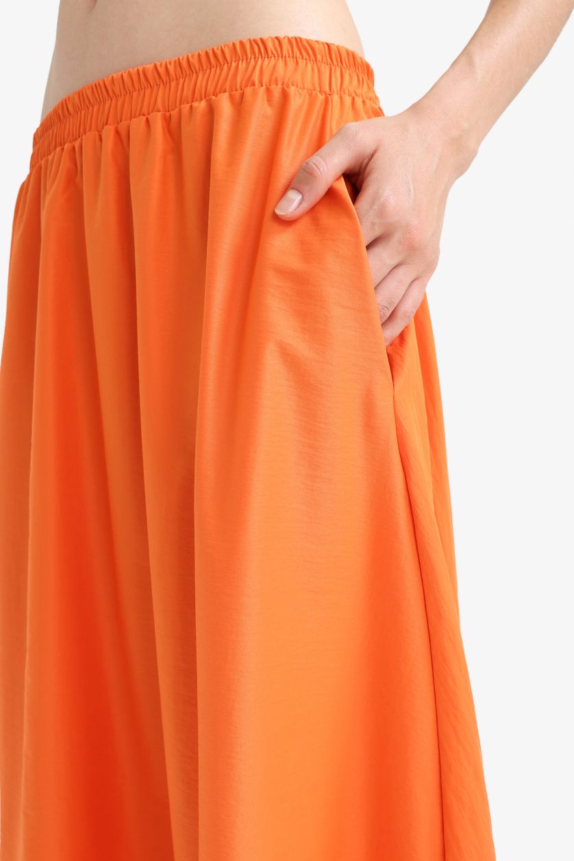 WOMAN Orange A Cut High Waist Maxi Skirt
