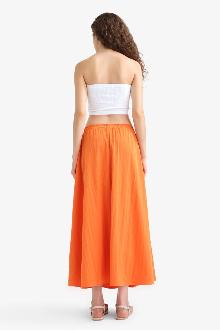 WOMAN Orange A Cut High Waist Maxi Skirt