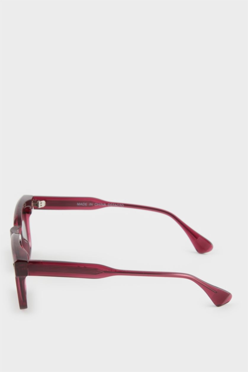FEMME Rose Lunettes de soleil carrées cadre en plastique violet pour femme
