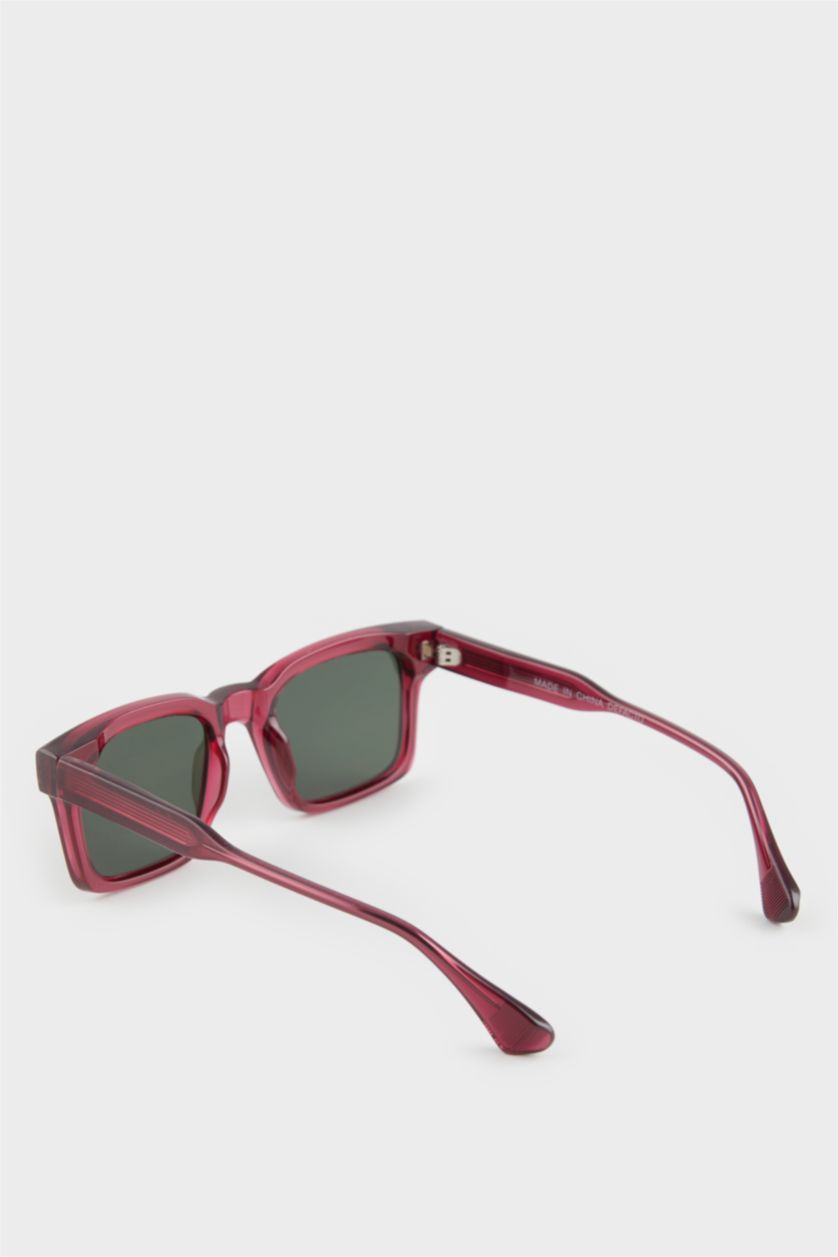 FEMME Rose Lunettes de soleil carrées cadre en plastique violet pour femme