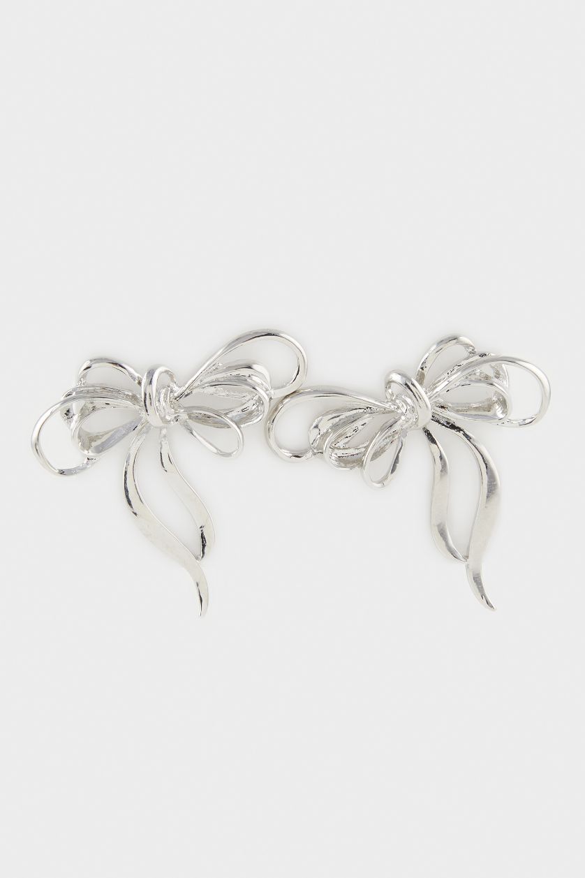 Woman Gümüş Woman Ribbon Silver Earrings