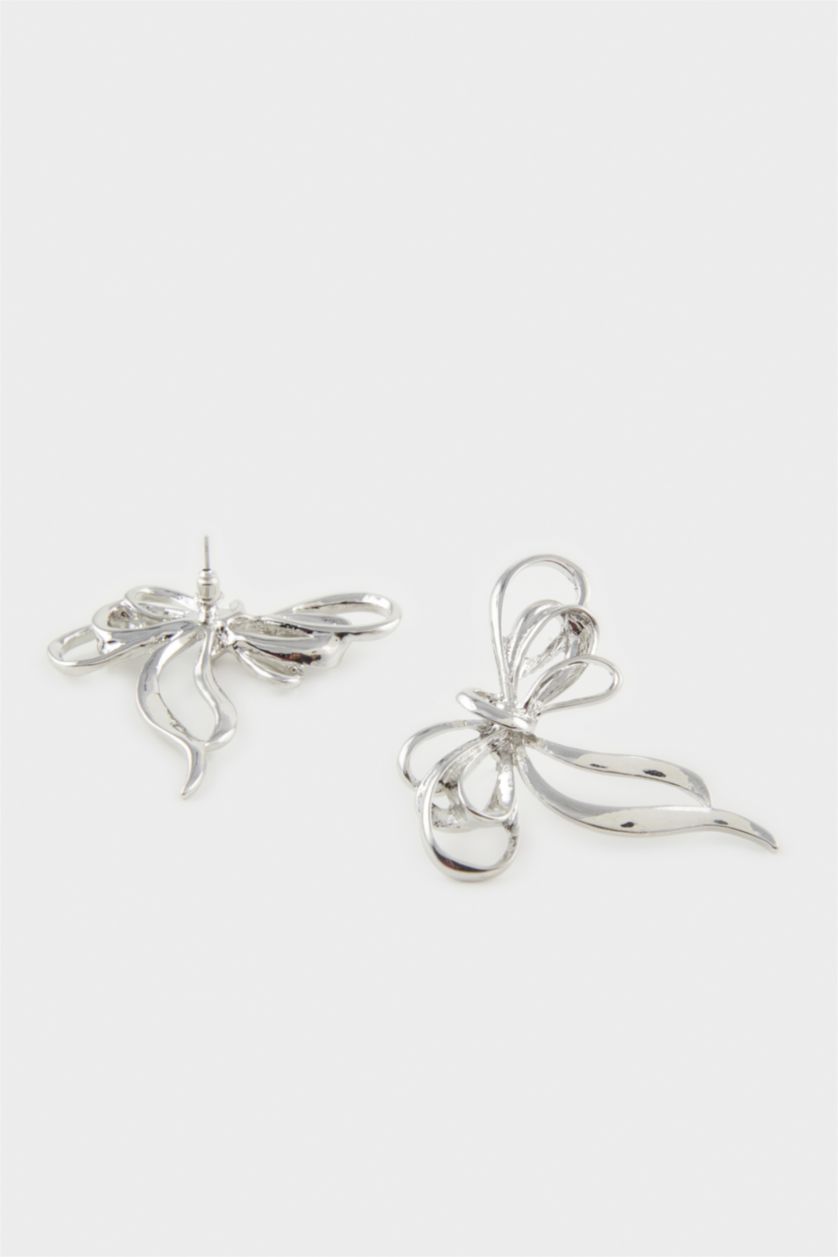 Woman Gümüş Woman Ribbon Silver Earrings