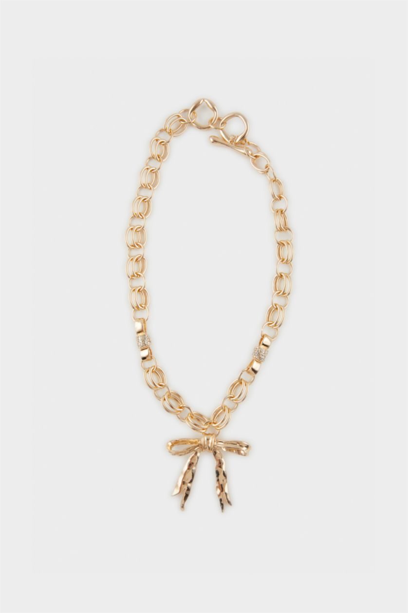 Woman Altın Woman Ribbon Thick Chain Gold Necklace