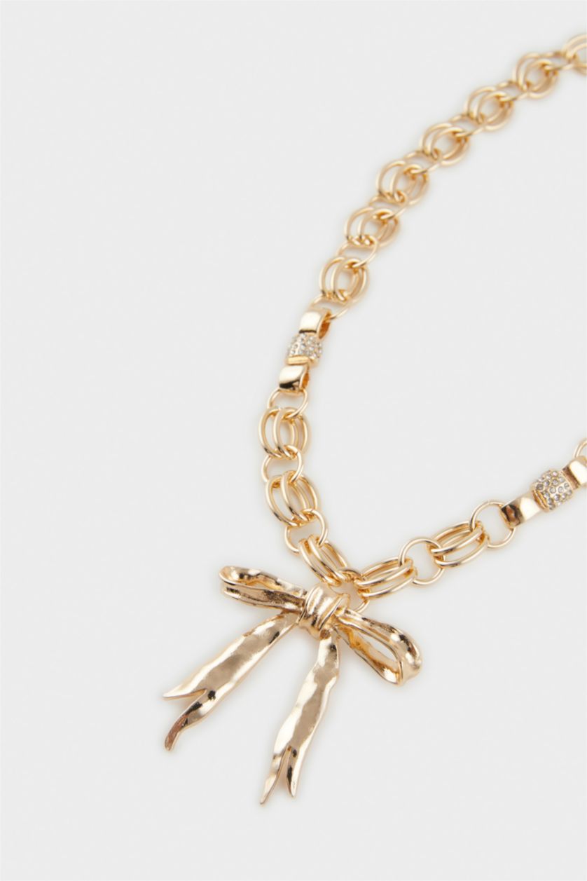 Woman Altın Woman Ribbon Thick Chain Gold Necklace