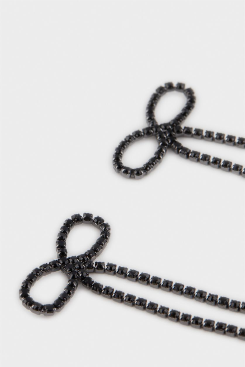 Kadın Karma Kadın 2'li Kurdele Siyah Silver Küpe