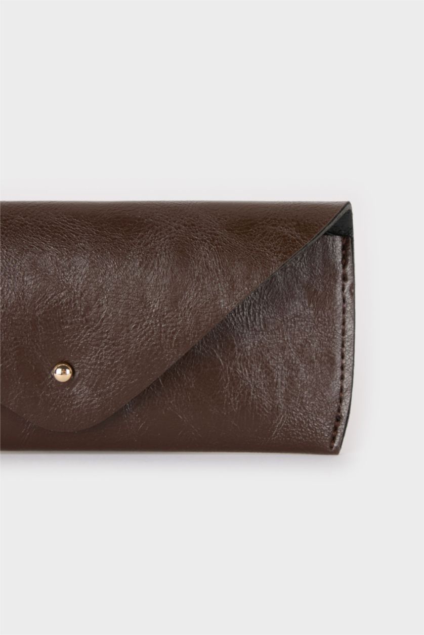 Kadın Camel Unisex Suni Deri Güneş Gözlüğü Kılıfı