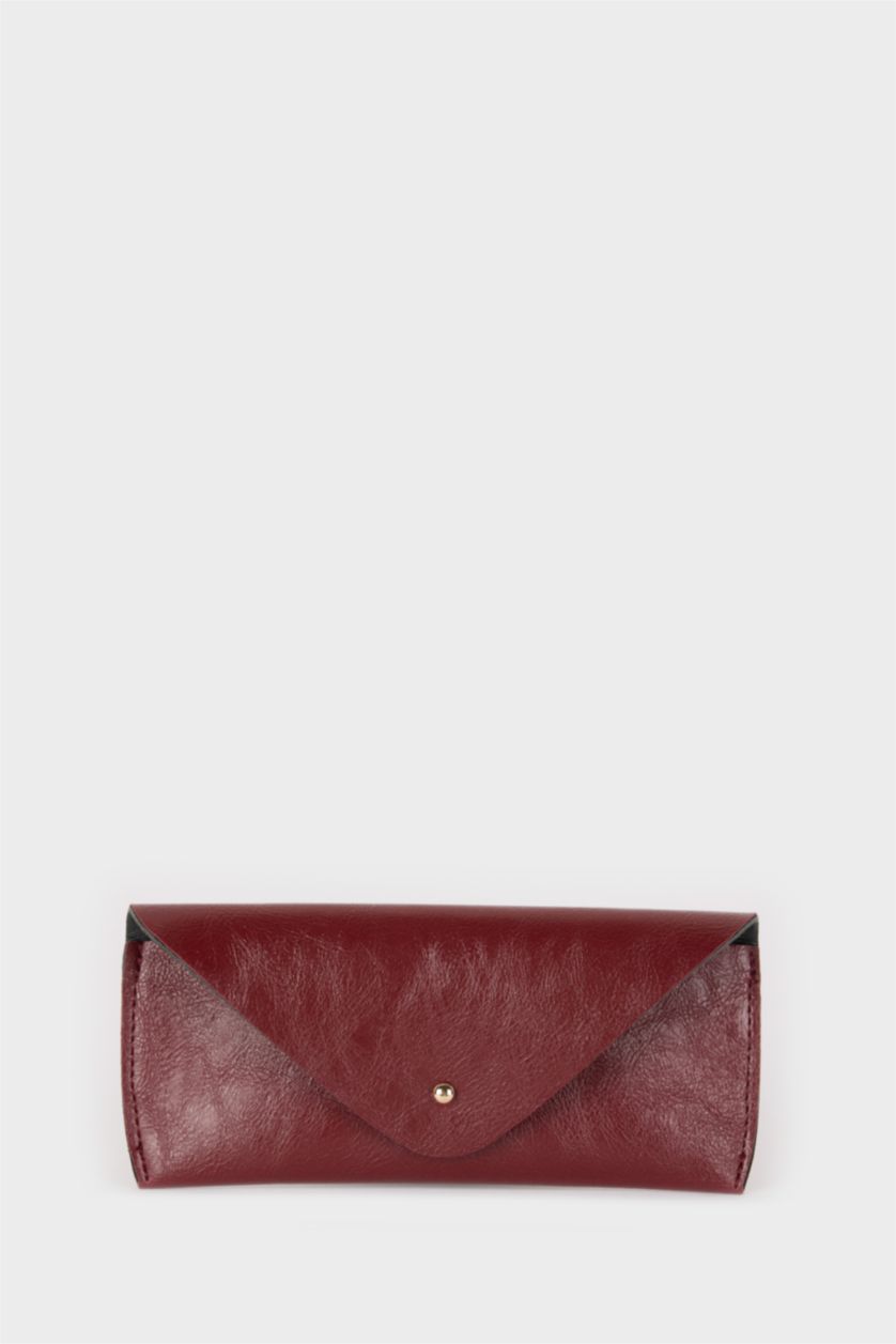 Woman Bordeaux Woman Faux Leather Sunglasses Case