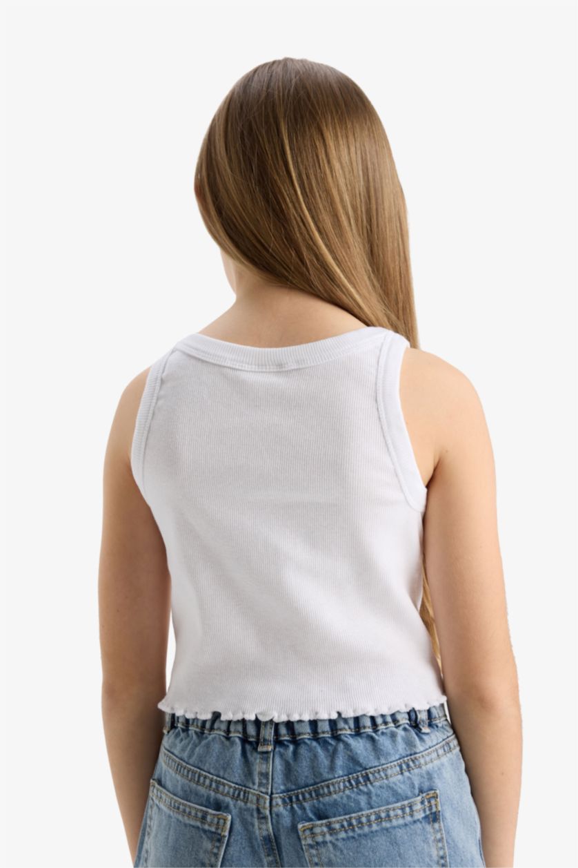 Kız Çocuk - Genç Kız Beyaz Bisiklet Yaka Atlet Kız Çocuk