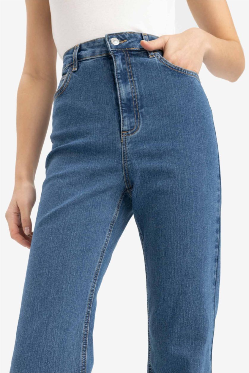 WOMAN Blue Normal Waist Trousers