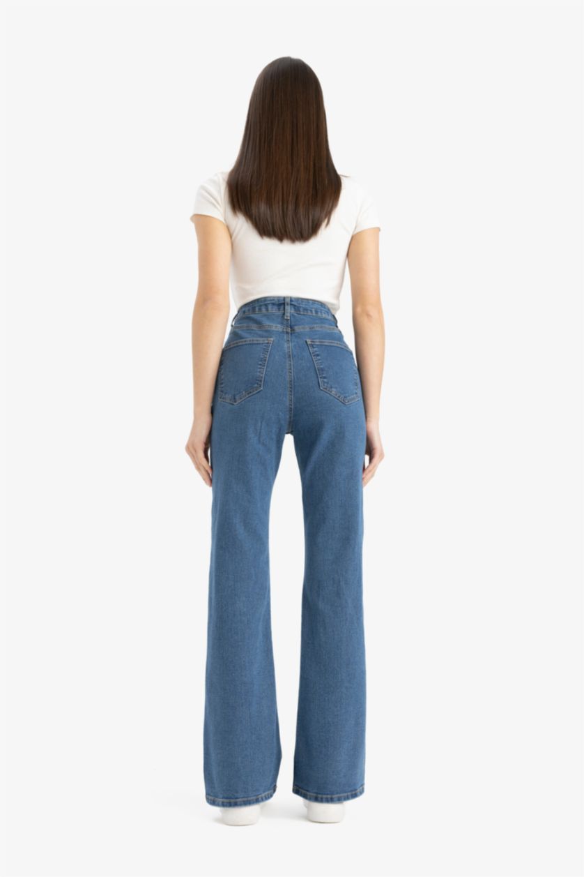 WOMAN Blue Normal Waist Trousers