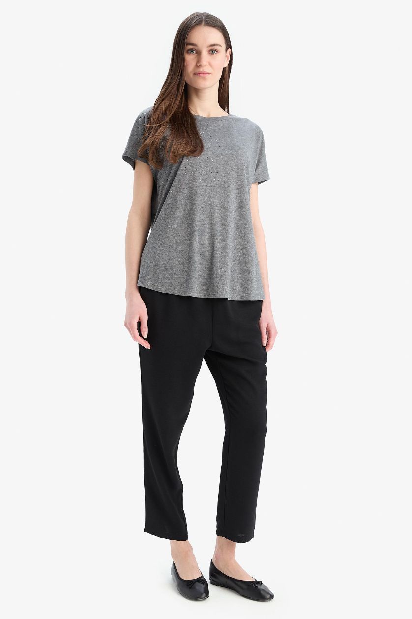 WOMAN Black Straight Fit Aerobin Trousers