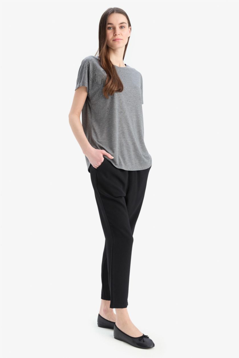 Women Black Straight Fit aerobics Trousers