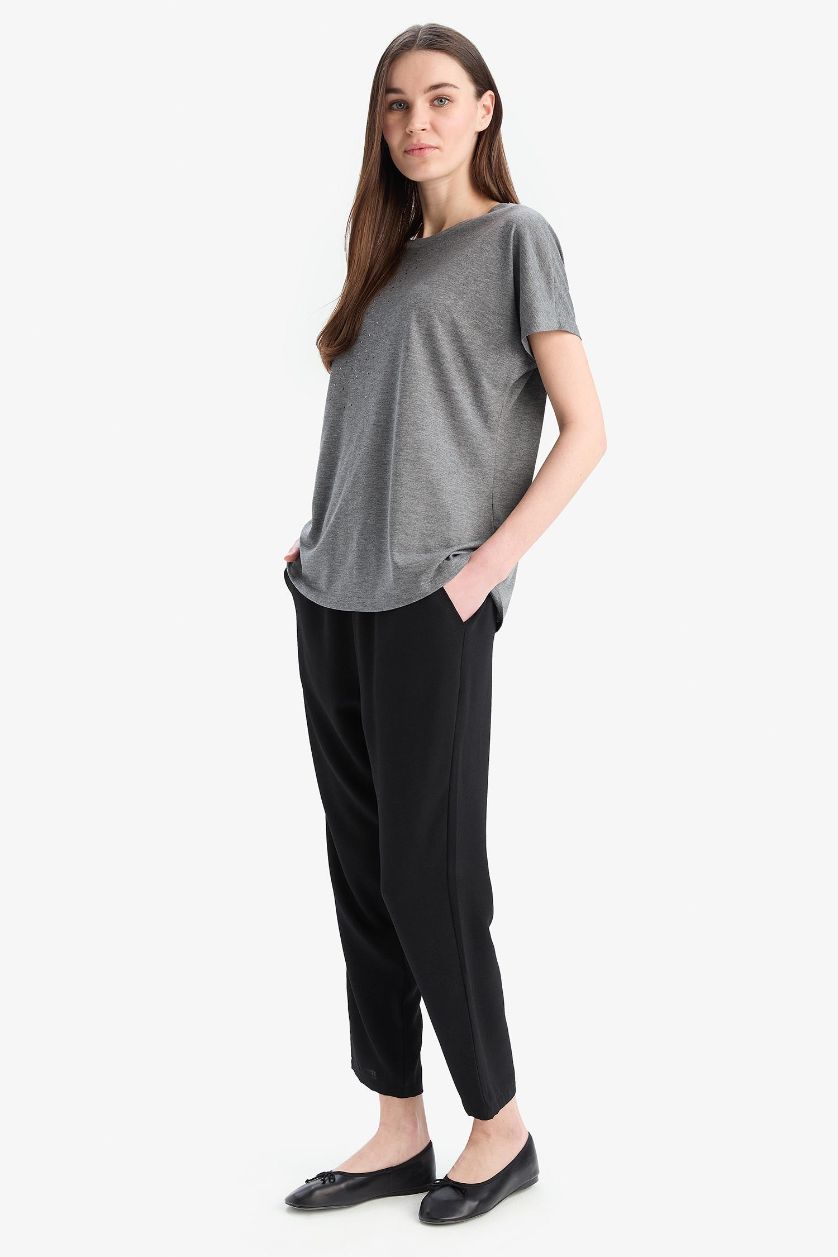 WOMAN Black Straight Fit Aerobin Trousers