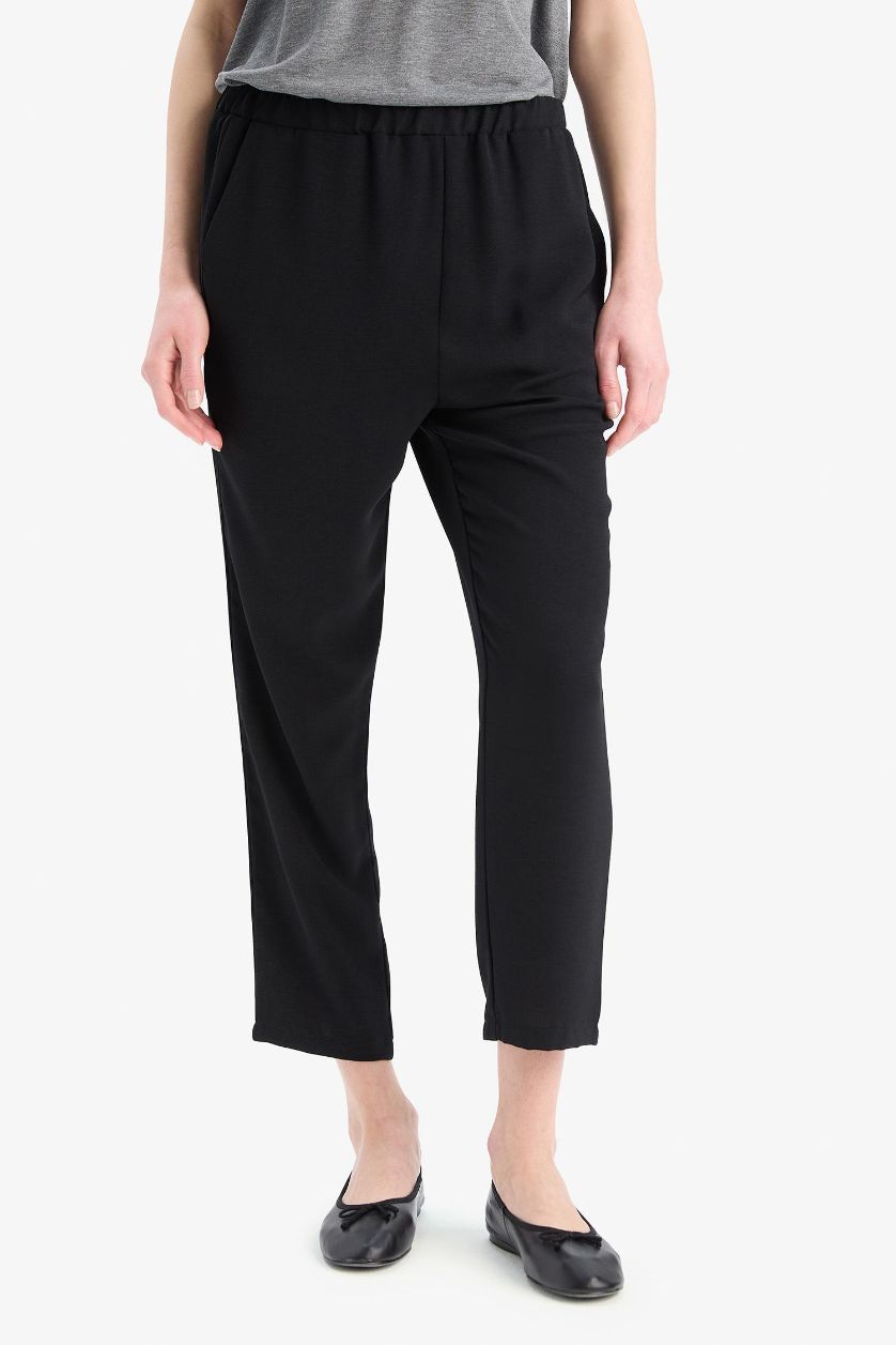 WOMAN Black Straight Fit Aerobin Trousers