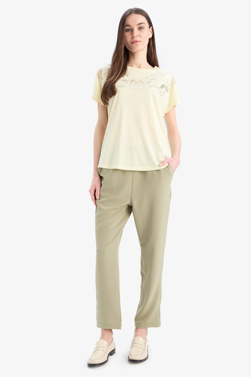 WOMAN Khaki Straight Fit aerobics Trousers