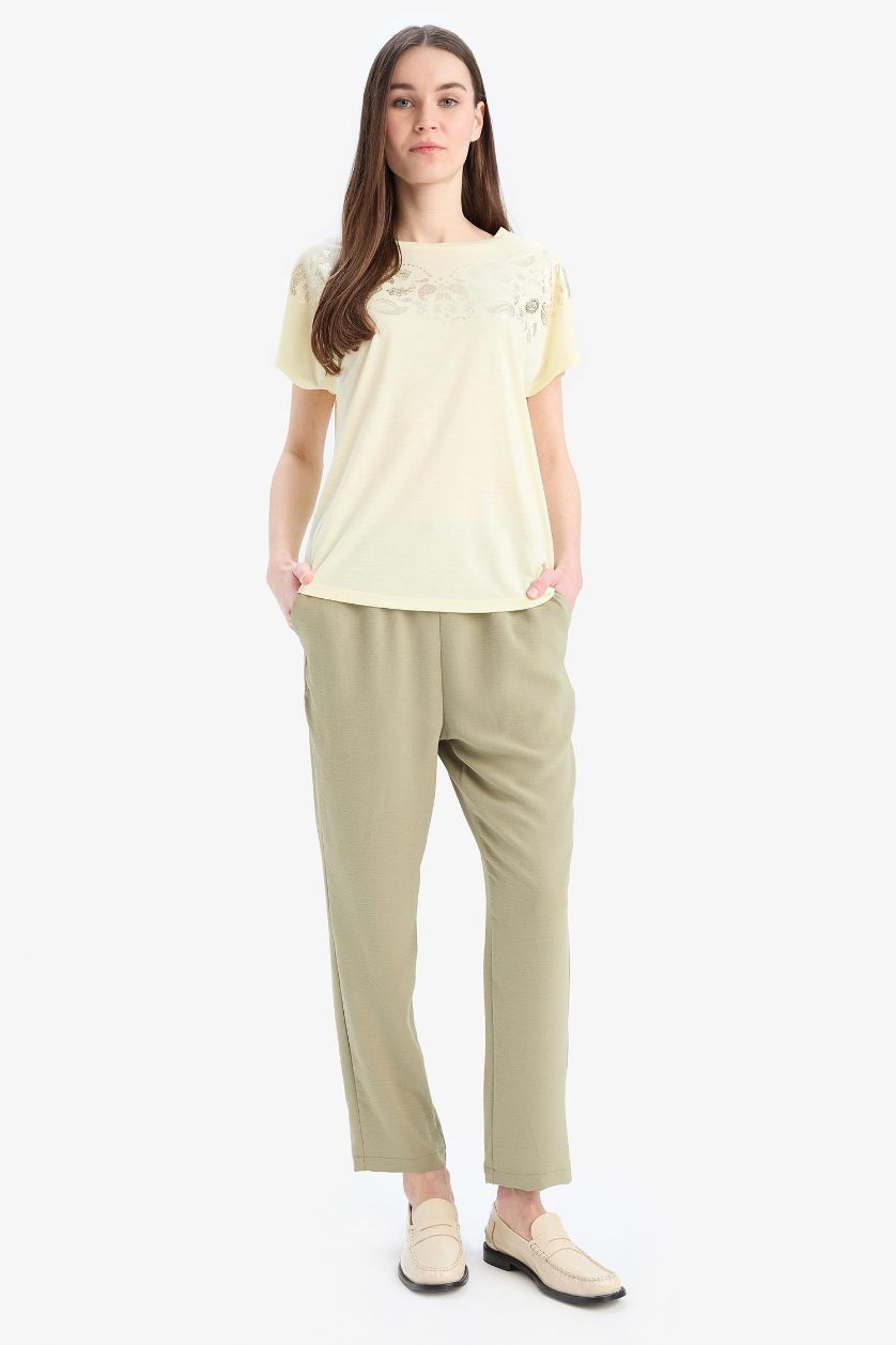 WOMAN Khaki Straight Fit aerobics Trousers