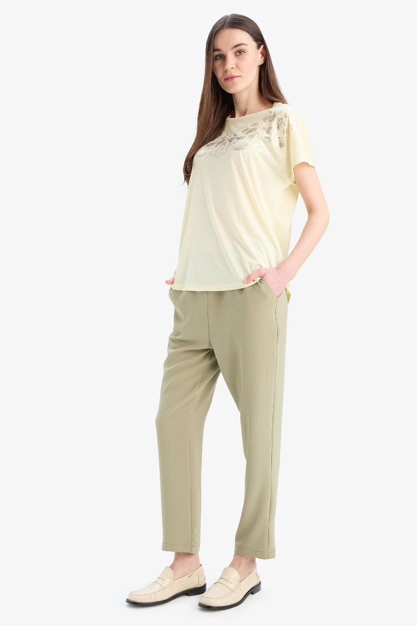 WOMAN Khaki Straight Fit aerobics Trousers