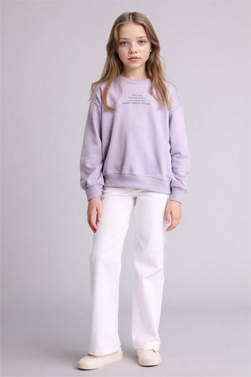 GIRLS & TEENS Lilac Girl Relax Fit Crew Neck Printed Sweatshirt