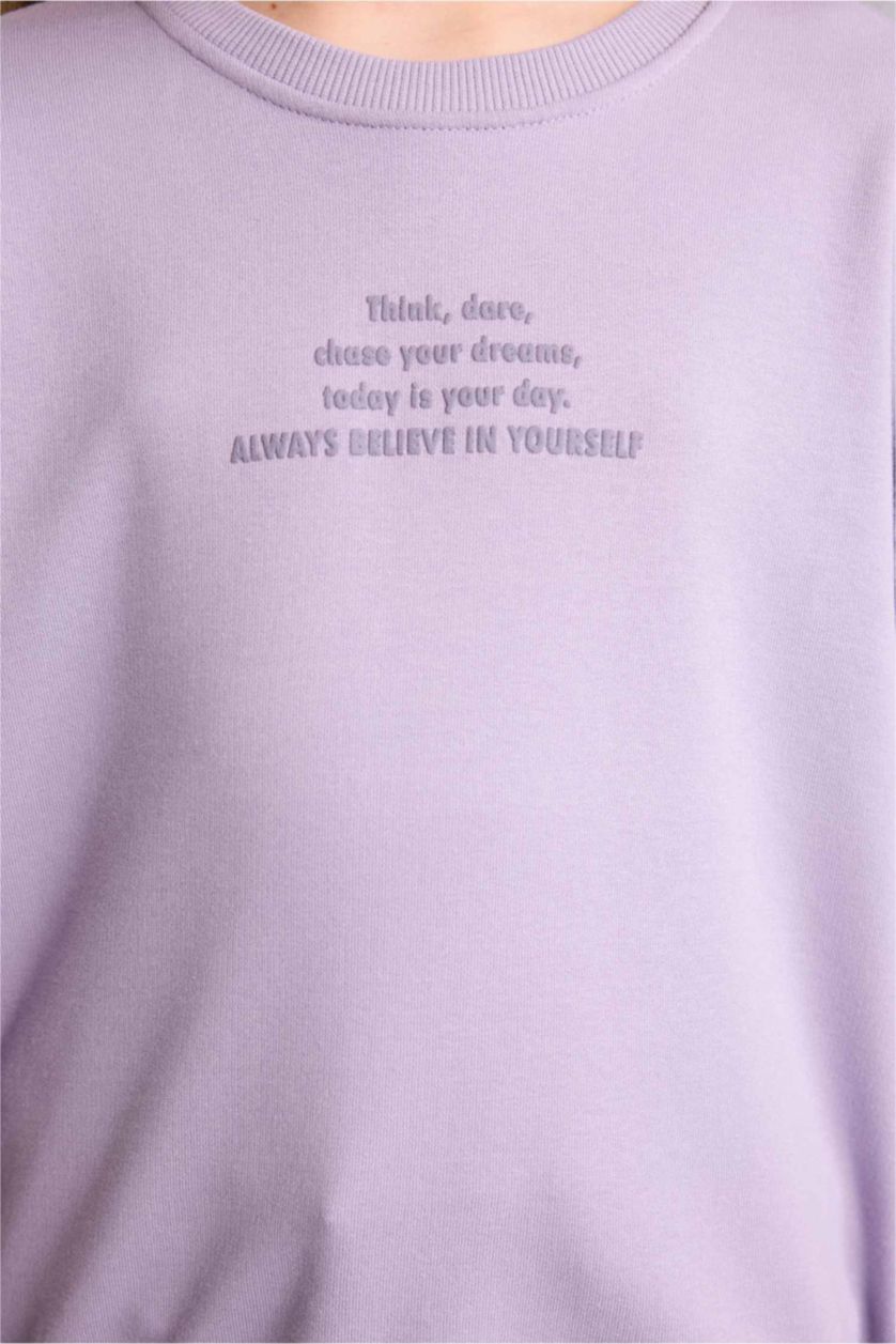 GIRLS & TEENS Lilac Girl Relax Fit Crew Neck Printed Sweatshirt
