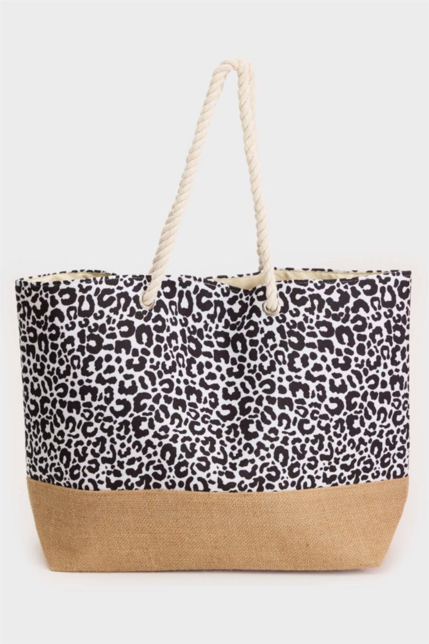 Әйелдерге БЕЛЫЙ ЛЕОПАРД Әйелдерге жағажай сөмкесі