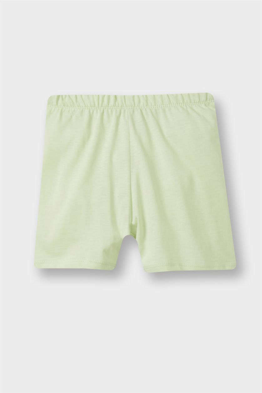 Erkek Bebek Açık Yeşil 2'li Takım Baskılı Kısa Kollu Tişört Beli Lastikli Şort Erkek Bebek