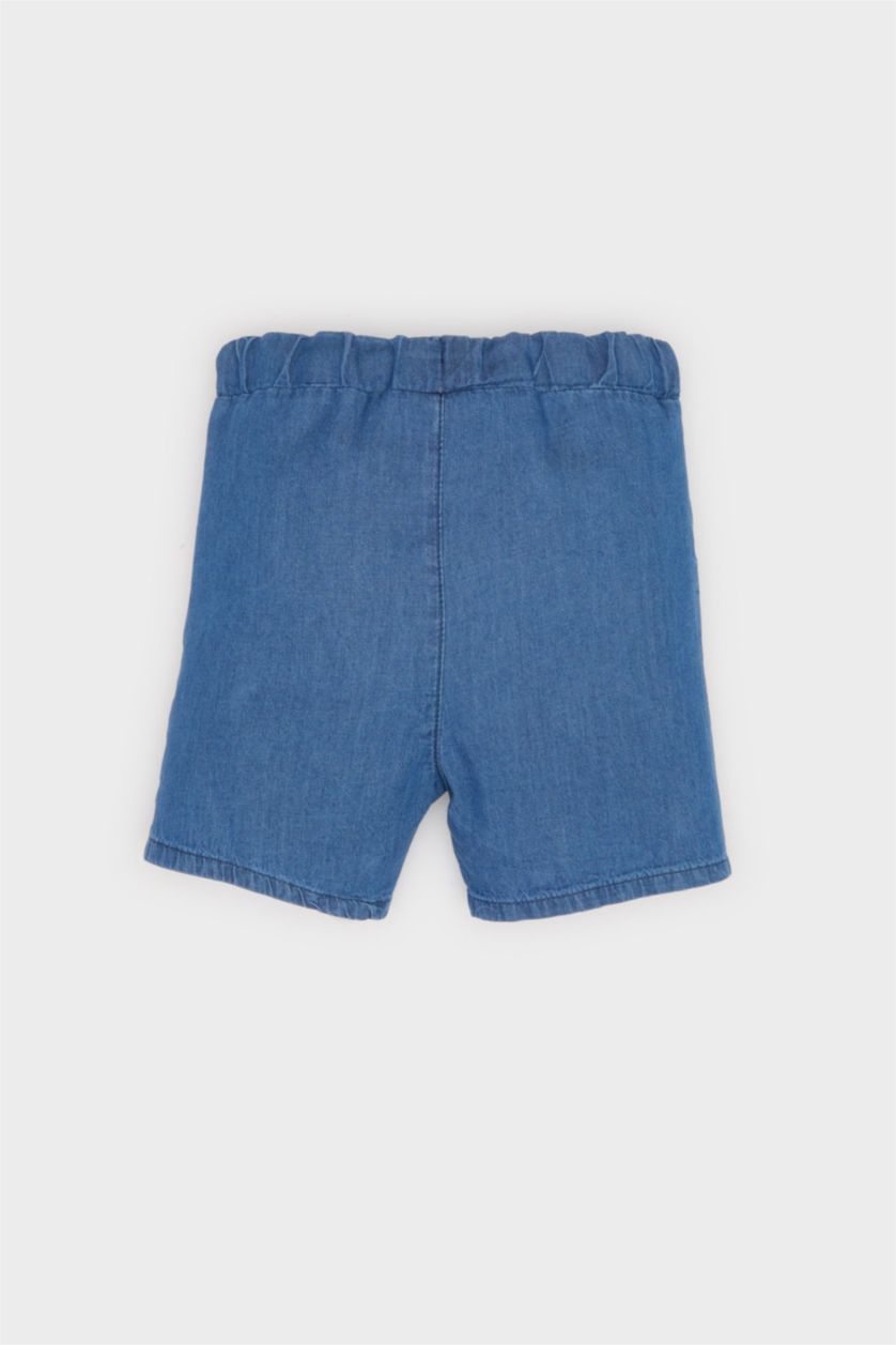 Erkek Bebek Mavi Beli Lastikli Jean Şort Erkek Bebek