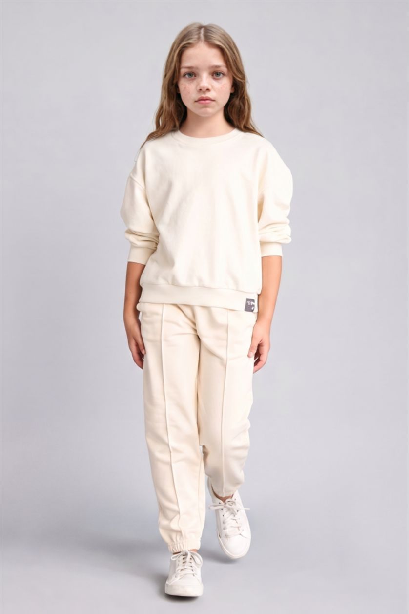 Kız Çocuk - Genç Kız Ekru Relaxed Fit Sweatshirt Kız Çocuk