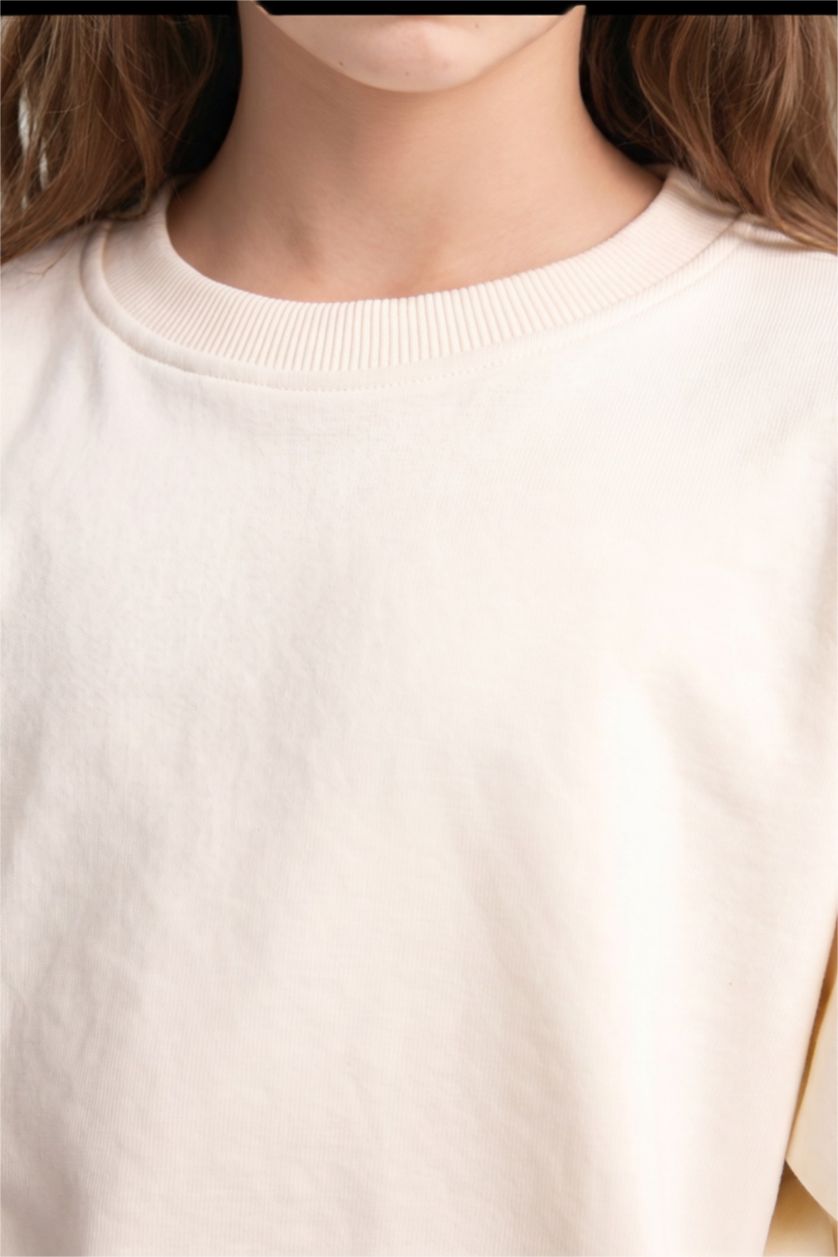 Kız Çocuk - Genç Kız Ekru Relaxed Fit Sweatshirt Kız Çocuk