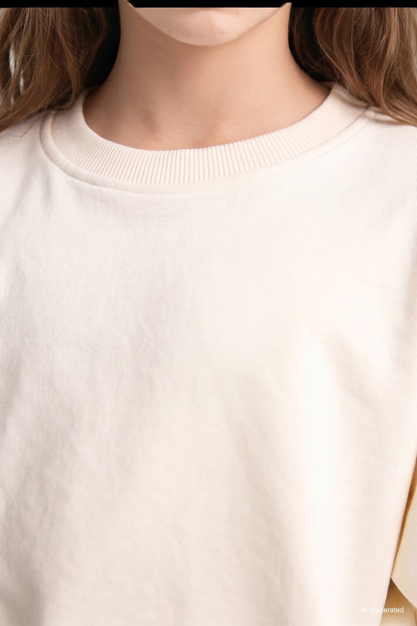 Young Girls - Teen Girls Ecru Girl Relaxed Fit Ecru Crew Neck Sweatshirt
