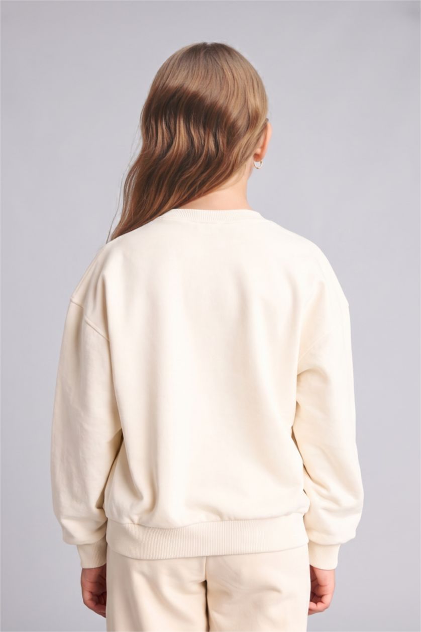Kız Çocuk - Genç Kız Ekru Relaxed Fit Sweatshirt Kız Çocuk