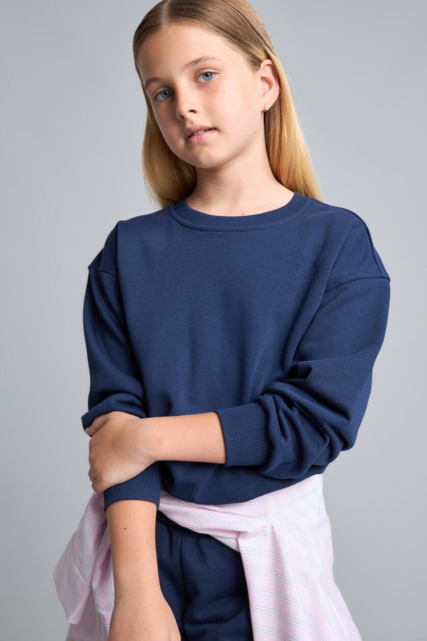 GIRLS & TEENS NAVY Girl Relaxed Fit Navy Crew Neck Sweatshirt
