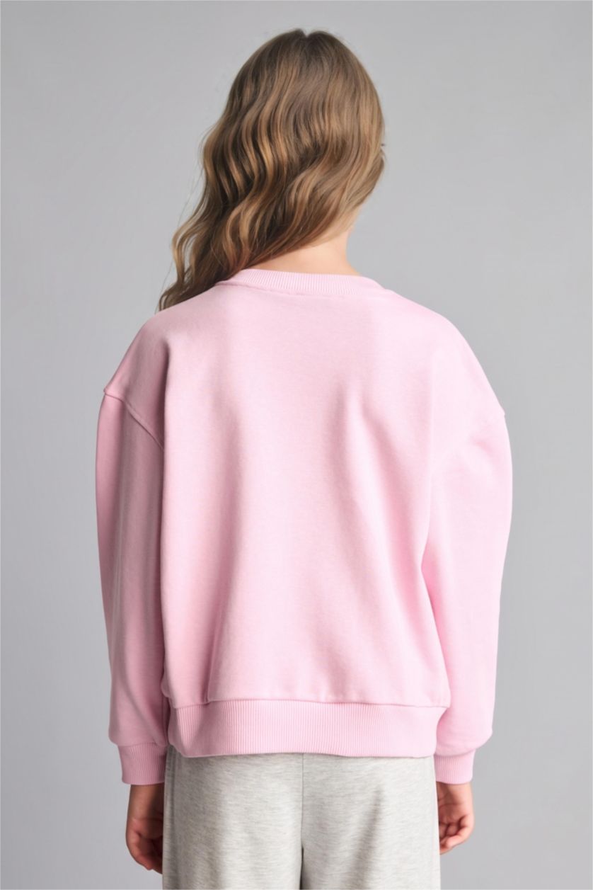 Kız Çocuk - Genç Kız Açık Pembe Basic Sweatshirt Kız Çocuk