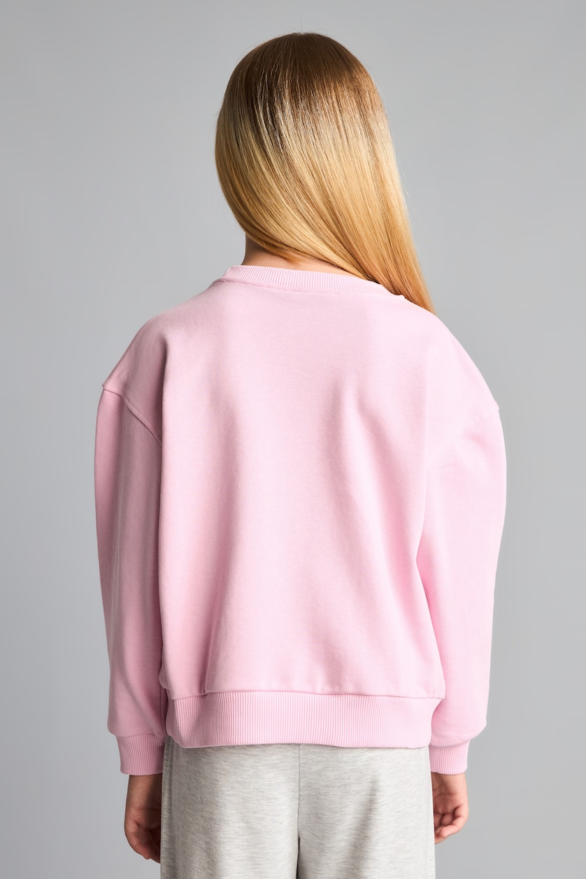 GIRLS & TEENS Light Pink Girl Relax Fit Crew Neck Basic Sweatshirt