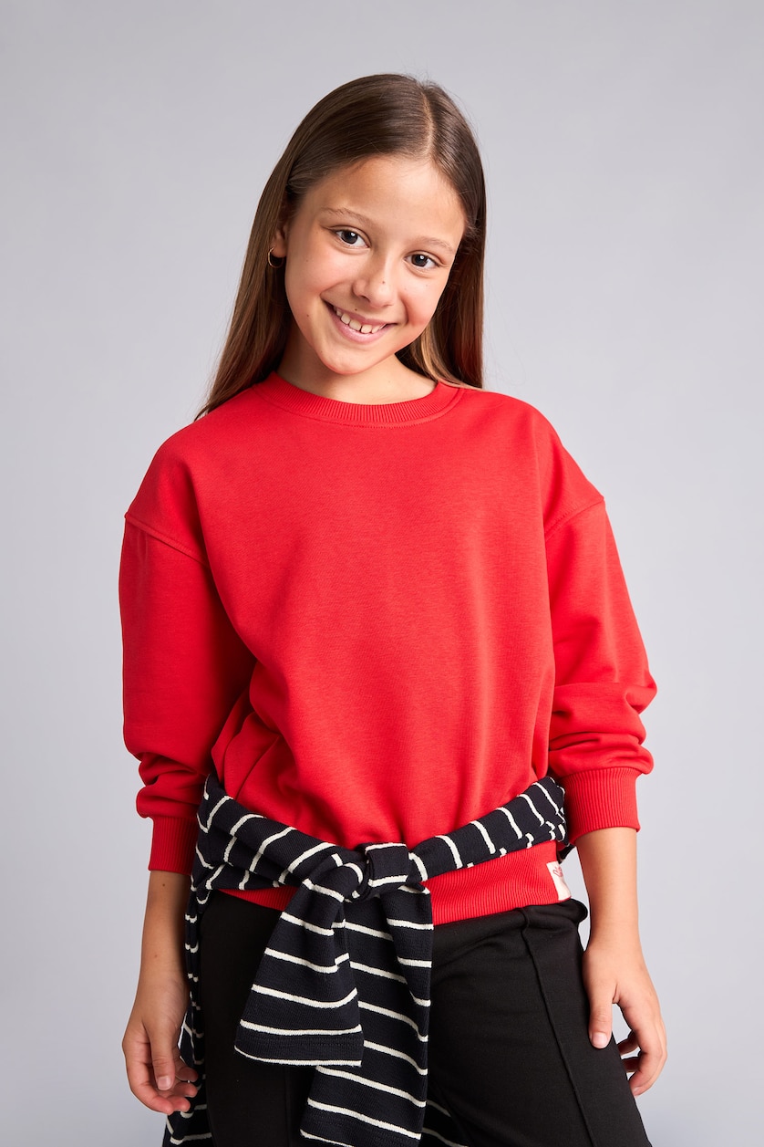 GIRLS & TEENS Red Girl Relax Fit Crew Neck Red Sweatshirt