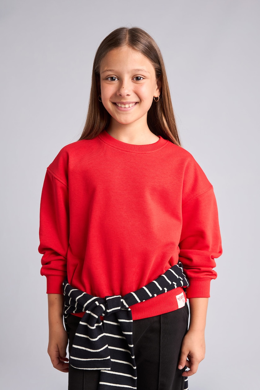 GIRLS & TEENS Red Girl Relax Fit Crew Neck Red Sweatshirt