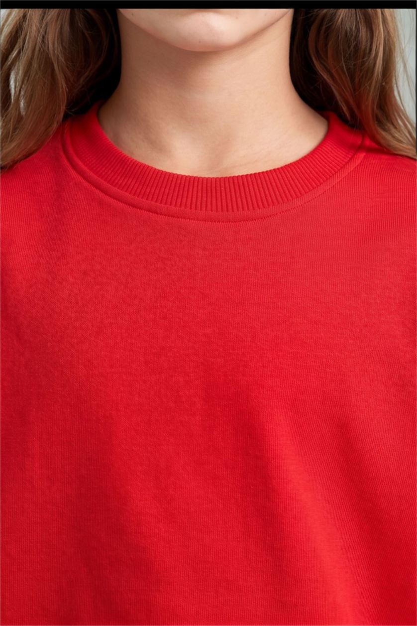Kız Çocuk - Genç Kız Kırmızı Relaxed Fit Sweatshirt Kız Çocuk