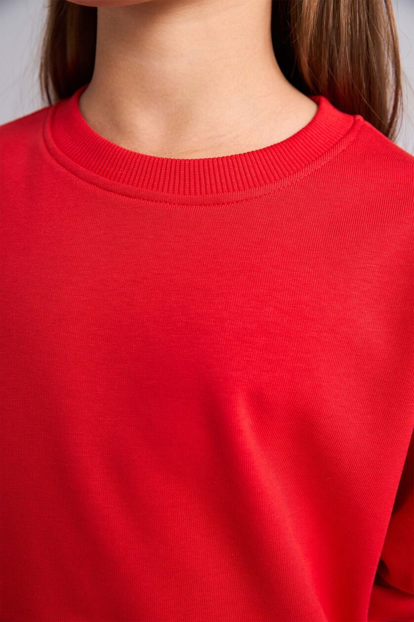GIRLS & TEENS Red Girl Relax Fit Crew Neck Red Sweatshirt