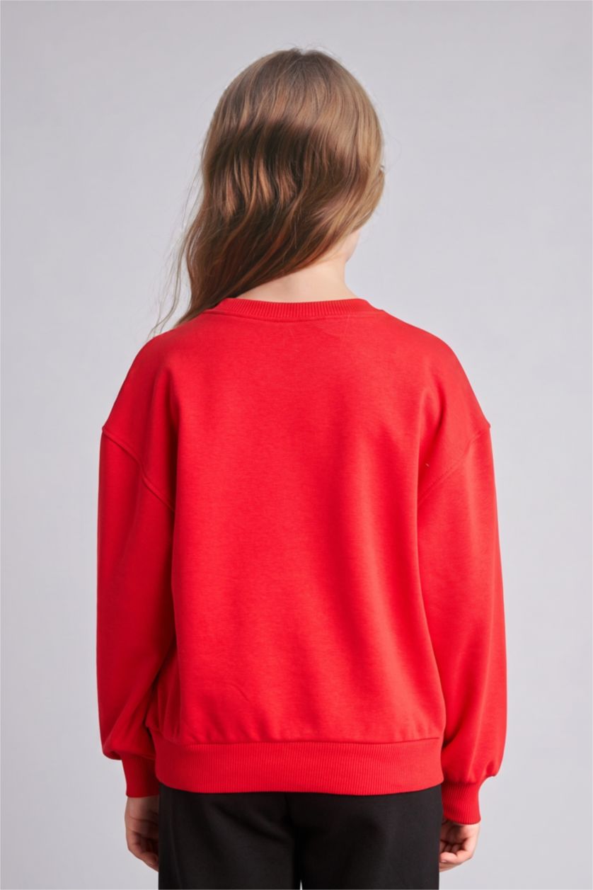 Kız Çocuk - Genç Kız Kırmızı Relaxed Fit Sweatshirt Kız Çocuk
