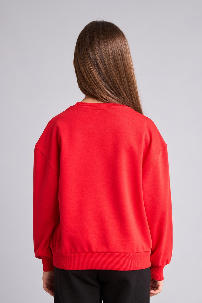 GIRLS & TEENS Red Girl Relax Fit Crew Neck Red Sweatshirt