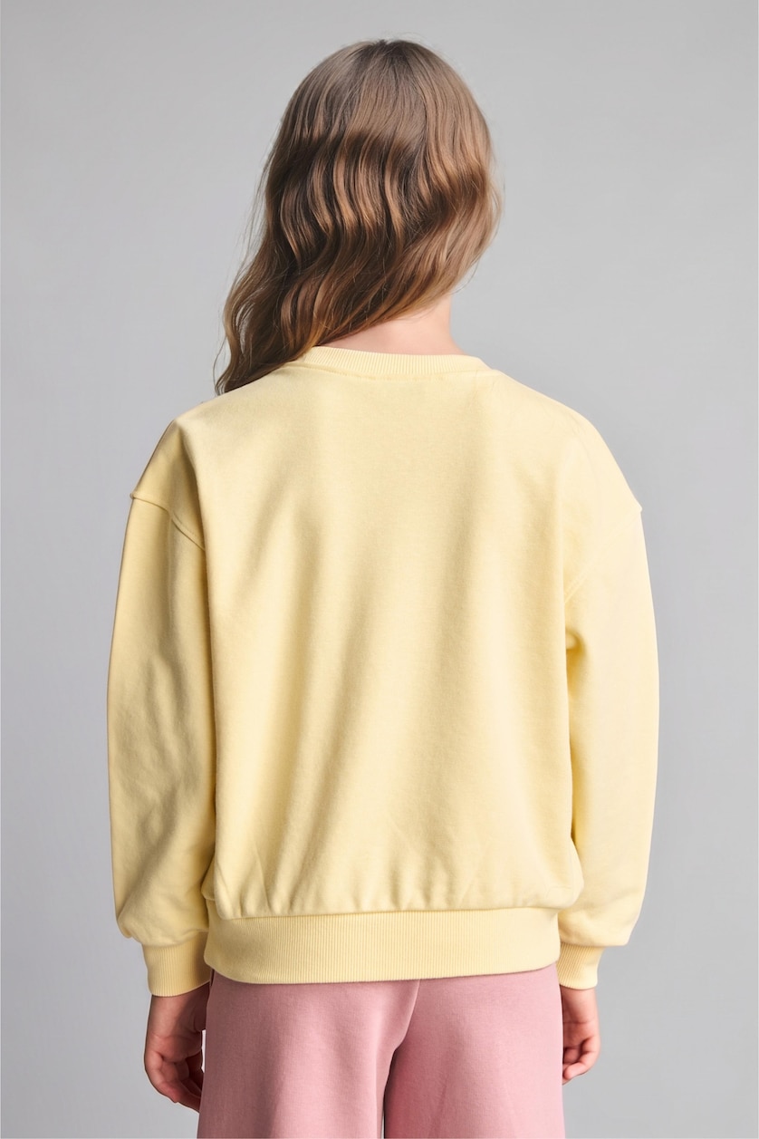 Kız Çocuk - Genç Kız Açık Sarı Relax Fıt Basic Sweatshırt Kız Çocuk