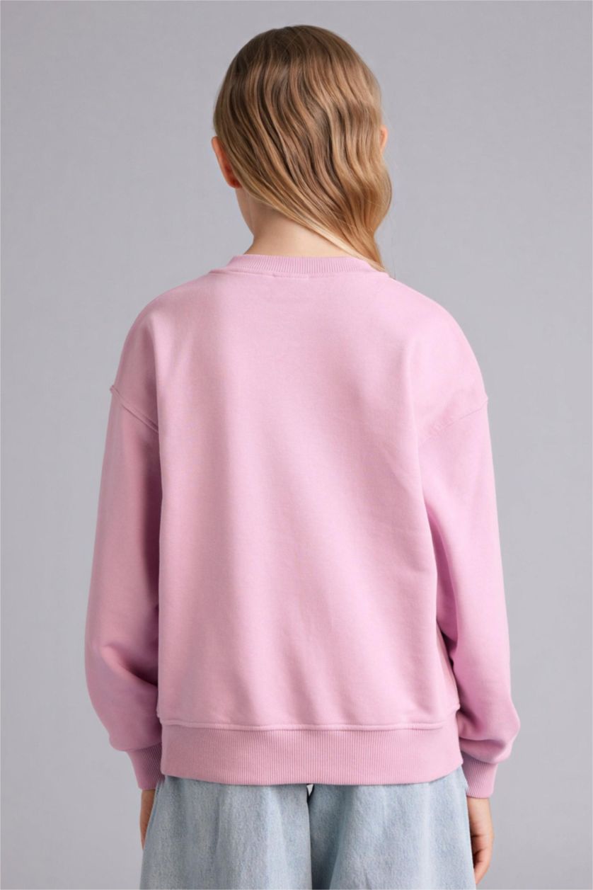 بناتي زهري سويت شيرت بناتي مطبوع قصة مريحة