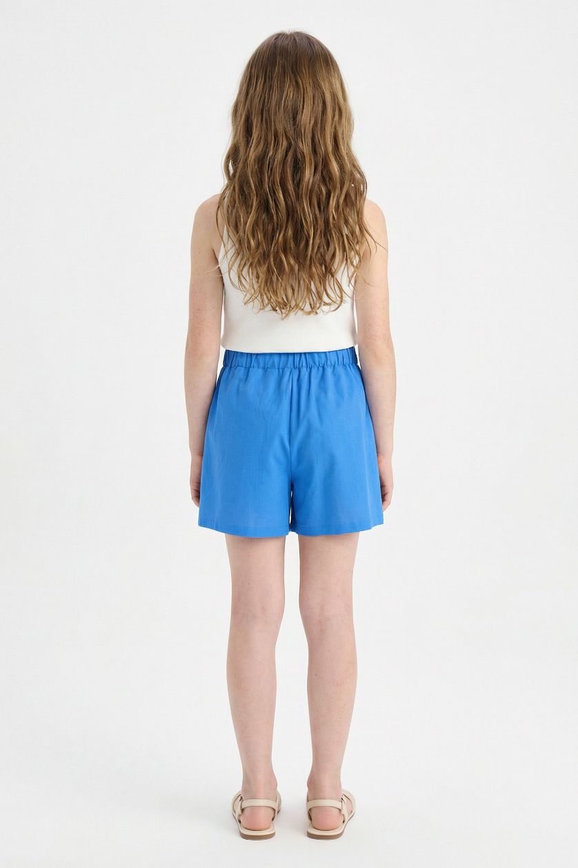 بناتي بيج فاتح طقم بناتي شورت وتيشيرت ذو مظهر كتان - قطعتين